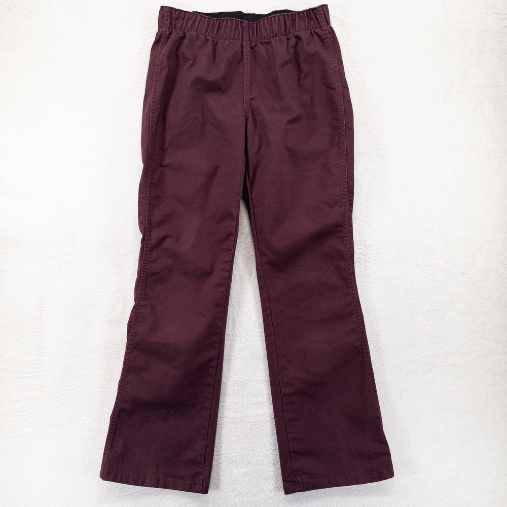 Soft Surroundings Bootcut Pants Womens Sz Medium Burgundy Plum Pull On Twill